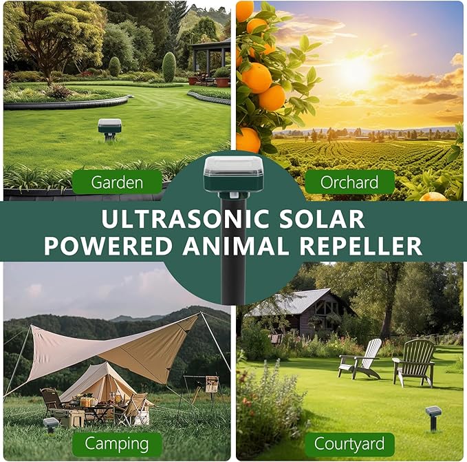 Mole Repellent Solar Powered, 8 Pack Waterproof Ultrasonic Deterrent Gopher Vole Repellent Outdoor, Repellent Rat, Squirrel, Skunk, Mole for Lawns Garden Yard