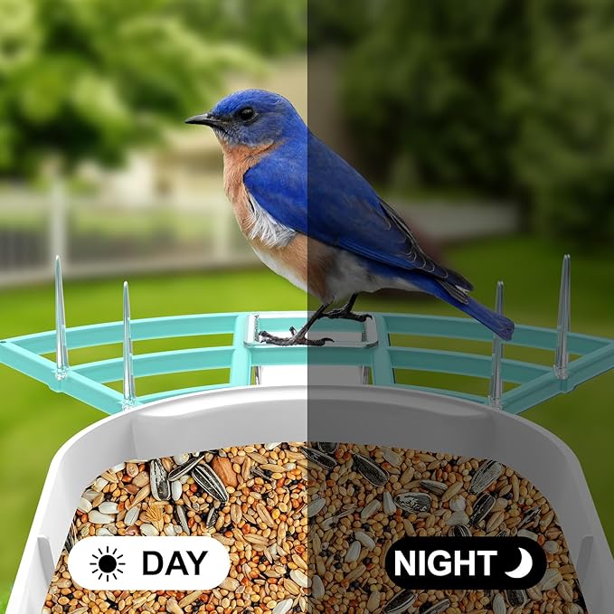 Smart Bird Feeder with Camera,AI Identify Birds Breed,Solar Powered WiFi FHD 2K Live View Camera,Auto Capture Video,Backyard Garden Bird Watching,Motion Detection,Cloud and SD Card Storage,Blue