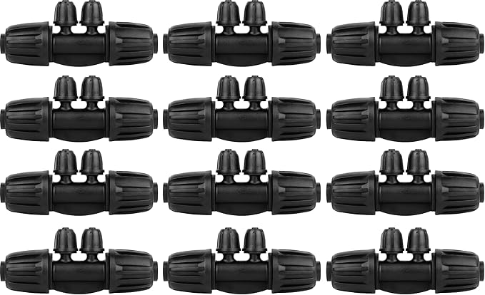 1/2 to 1/4 Drip Irrigation Fittings,4-Ways Barbed Tee 1/2 inch Drip Irrigation Tubing (1/2" ID x0.6-0.63" OD) 16mm to 1/4 inch Irrigation Tube Fitting Anti-Drop Barbed Connectors,12Pcs