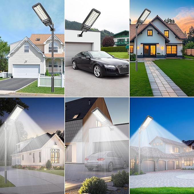 8500W Solar Street Light Outdoor Waterproof, 250000LM Large Commercial Light Solar Powered Dusk to Dawn LED Security Flood Lights with Remote/Motion Sensor, IP67 for Parking Lot/Garden/Yard