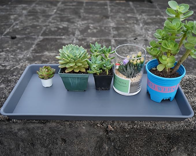 Rectangle Plant Tray, Plant Drip Tray, Plant Pot Saucers, Plant Germination Trays, Plant Saucers, 14.5'' x 11'' x 1.5'' (4 pack), Gray