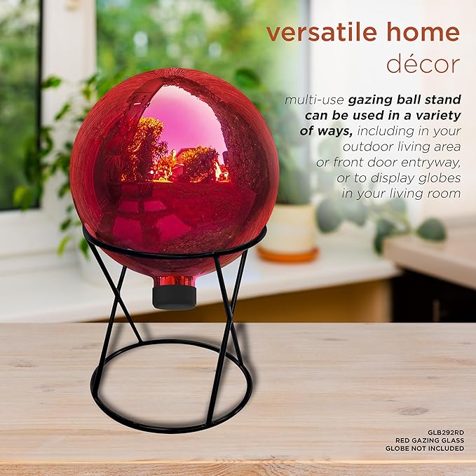 Alpine Corporation 11 Inch Tall Indoor Outdoor Gazing Globe Metal Display Stand, Black