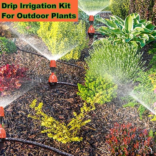 Drip Irrigation System Kit, 164Ft Automatic Quick Connector Adjustable Garden Watering System for Greenhouse, Yard, Lawn, Plant with Irrigation Tubing Hose and Accessories