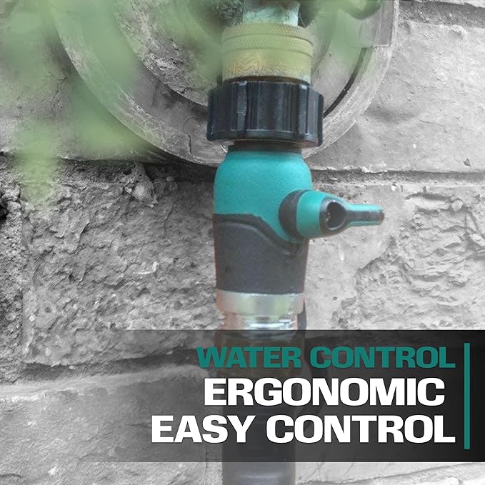 2WAYZ Heavy Duty Garden Hose Connector with On/Off Switch - Water Flow Control Adapter for Outdoor Use - Durable Brass Fitting with Hose Valve Shut-Off Handle for Quick Adjustments