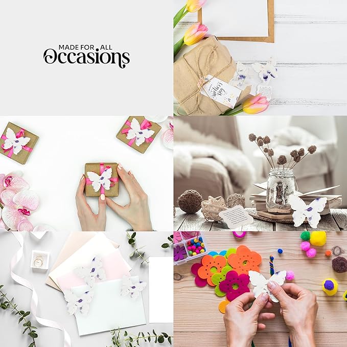 Wildflower Seed Paper - Set of 24 Purple Butterfly-Shaped with Envelope and Planting Instruction, Writable & Plantable Gift for Mom and Plant Lover, Ideal for Wedding, Memorial, Baby Shower