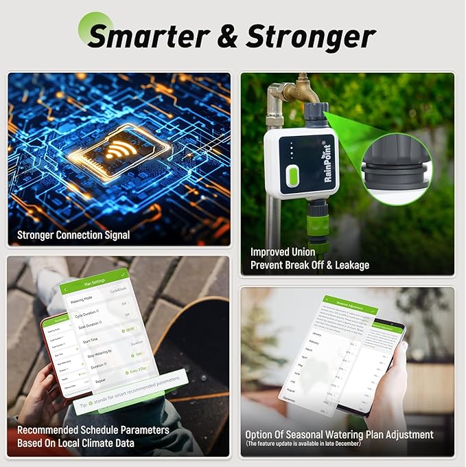 RAINPOINT 1-Zone Wireless Smart Water Timer for Garden Hose with Hub Outdoor Sprinkler Irrigation Rain Delay, APP Remote Control WiFi Valve for Faucet Automatic Schedules Lawn,Backyard,Pool