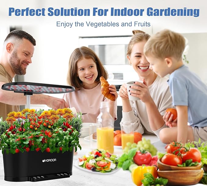 Hydroponics Growing System Kit APP Controlled, 15 Pods Indoor Herb Garden Hydroponic 36W Grow Light, Smart Indoor Garden, Height Adjustable to 30", Auto Timer, Quiet Pump, Water Shortage Alarm, Black
