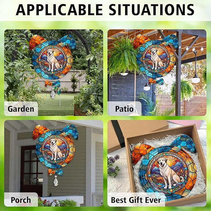 Anatolian Shepherd Dog Ears Wind Spinner, Anatolian Shepherd Wind Spinner Hanging for Yard and Garden