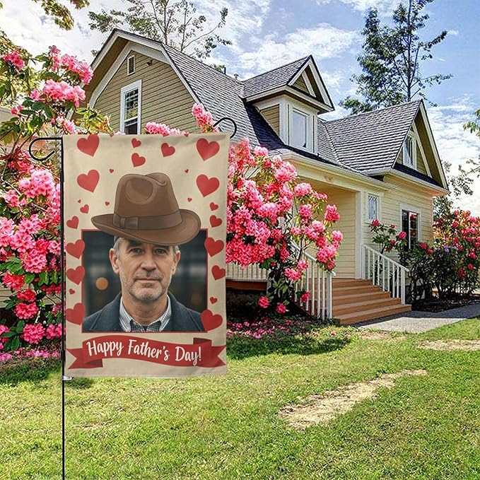 Custom Father Garden Flag for Outdoor Personalized Father's Yard Flags Decor Customized Flag Add Your Own Picture/Text House Lawn Banner Double Sided Home Wall Decoration 12.5x18 28x40
