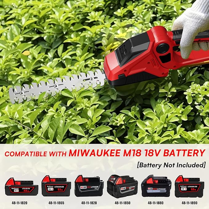 Cordless Hedge Trimmer for Milwaukee M18 Battery(No Battery),2200RPM Cordless Mini Grass Shears,2 in 1 Handheld Electric Hedge Trimmer/Grass Cutter,Shrub Trimmer Bush Trimmer for Gardening,Lawn,Yard
