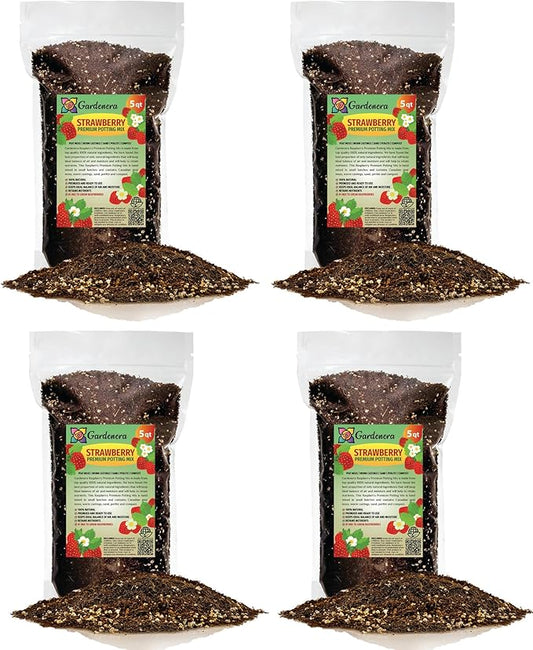 Gardenera Strawberry Premium Potting Soil Mix - Ideal Blend for Growing Robust and Flavorful Strawberries - 20 Quart