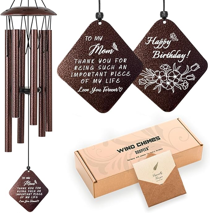Birthday Gifts for Mom, Unique Mom Birthday Gifts from Daughter Son, 32" Bronze Wind Chimes