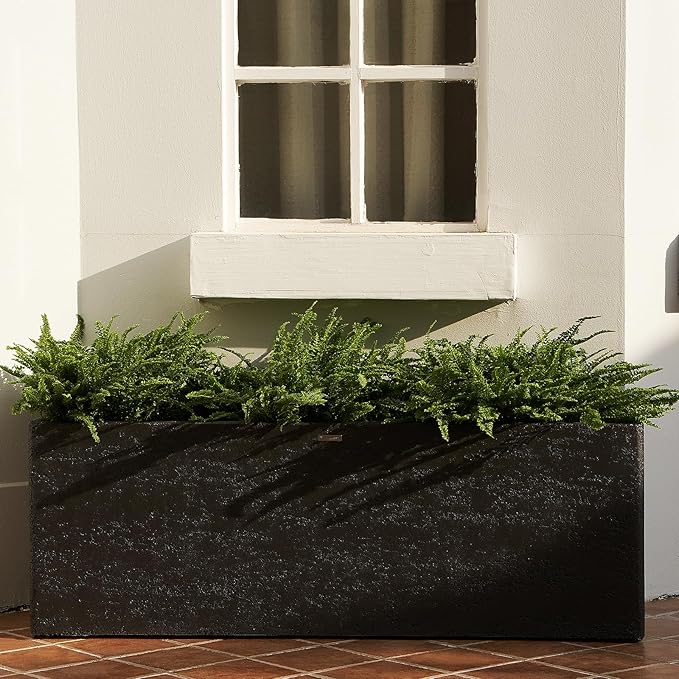 42 Inch Rectangular Concrete Planter(42Lx14Wx15H,58 Pounds),Durable All-Weather Use with Drainage Holes,Large Rectangular Planter for Outdoor Indoor Plants