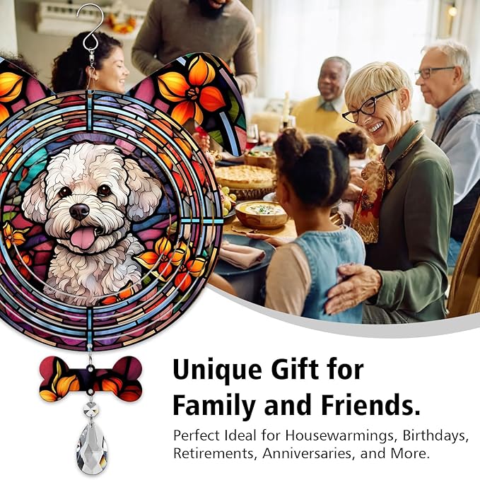 Bichon Frise Dog Ears Wind Spinner, Bichon Frise Wind Spinner Hanging for Yard and Garden