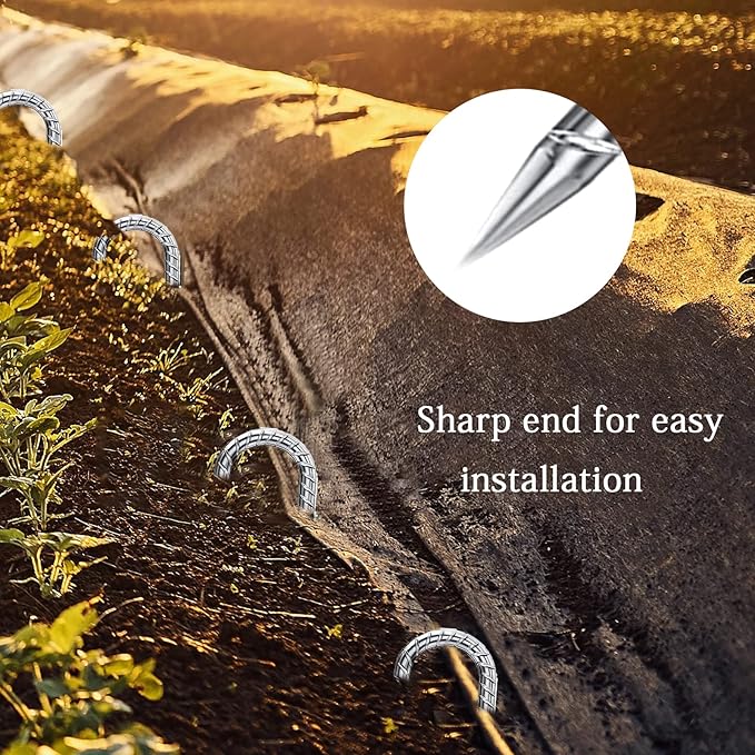 J Hook Rebar Stakes 12 Inch, Ground Stakes for Camping Tent Heavy Duty 10 Pack Rust Proof Coated Metal for Flower Gardens Landscape Fabric Pins Dog Fence