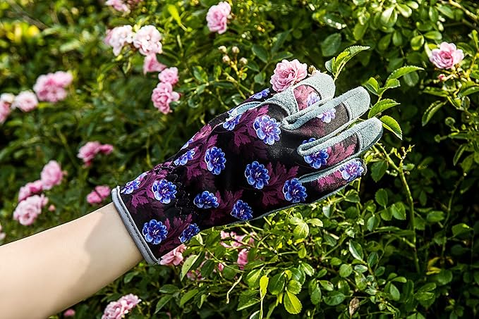 SKYDEER Premium Genuine Deerskin Suede Women's Gardening Gloves, Ultra-Soft Padded, Comfort Fit for Work (SD6613/M)
