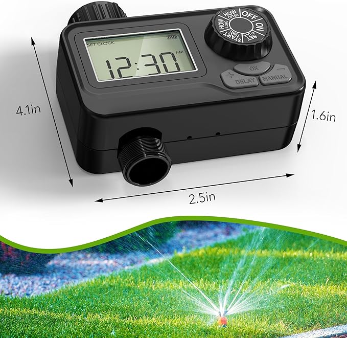 BN LINK Programmable Sprinkler Timer with Rain Delay – Waterproof Digital Water Timer for Garden Hoses, Manual & Automatic Irrigation System, 1 Outlet