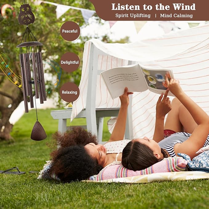 Wind Chimes, 37" Owl Wind Chimes for Outside Garden Patio Yard Decor, Deep Tone Windchimes for Mom Women Grandma Wife, Gifts for Christmas, Mother's Day, Housewarming, Retirement