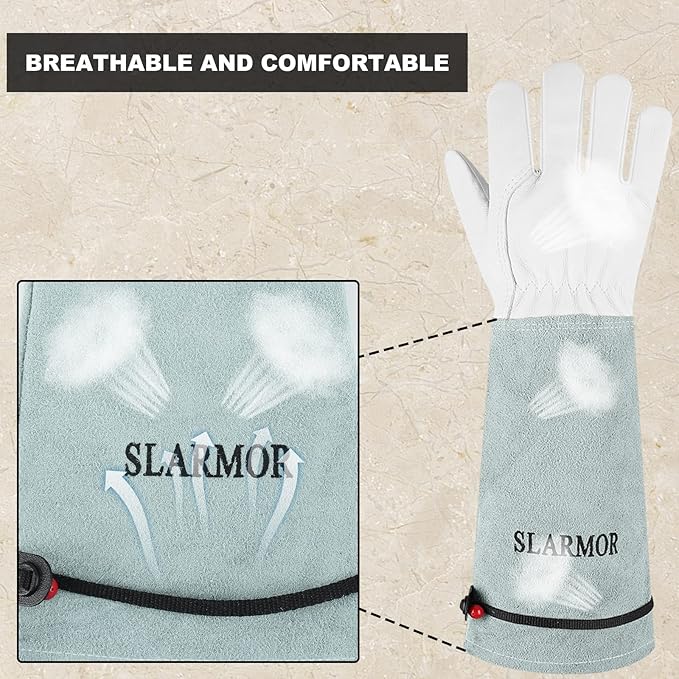 Long-Gardening-Gloves Women/Men-Thorn proof Rose Pruning Heavy Duty Gauntlet-M