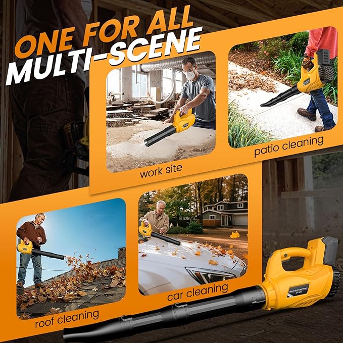 Cordless Leaf Blower (Battery Not Included) Compatible with DeWALT 20V Max Battery, Max 600 CFM/125 MPH Brushless Motor, 6 Variable-Speed, Ergonomic Battery Powered Blowers for Lawn Care, Yard