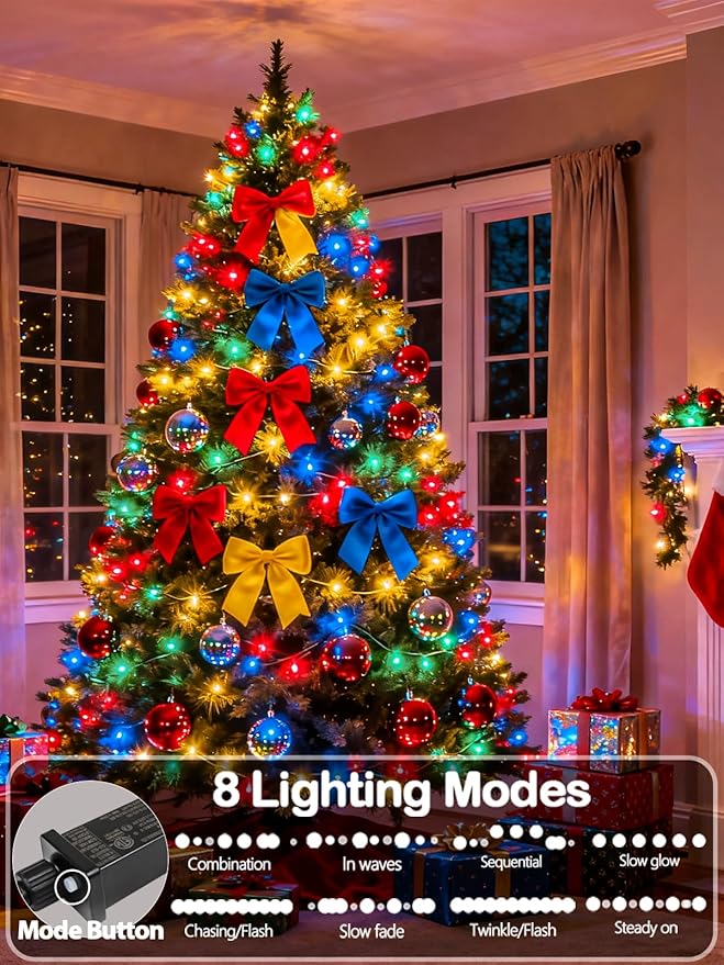 Upgraded 264FT 800 LED Christmas Lights Outdoor Indoor, Xmas Green Wire Plug In String Lights with Memory & Timer & 8 Modes, Waterproof Fairy Light for Tree Party Garden Christmas Decor (Multicolor)
