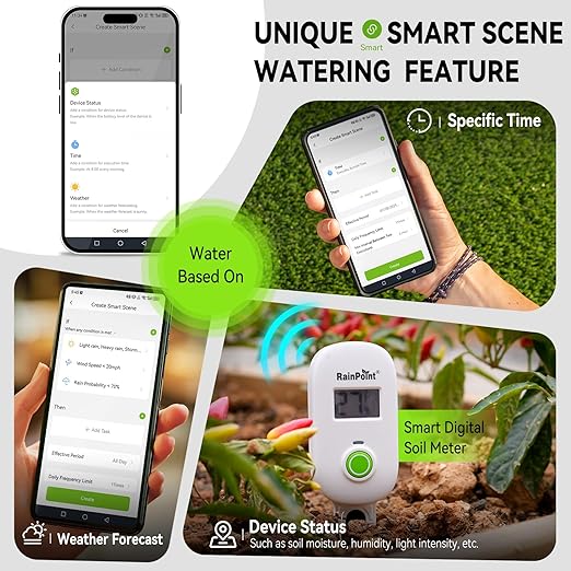 RAINPOINT Smart Automatic Watering System for 15 Potted Plants,Dual Powered, Local Control & Remote WiFi/App Control, Solar Drip Irrigation Kit for Indoor Houseplants,Low Water Auto-Shutoff