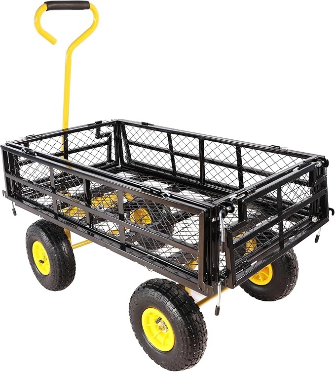 with a Four-Wheeled Trailer with a Double-Deck Detachable Side,The Steel Multifunctional Heavy-Duty net car can be Used in Farms,Warehouses and Other Places.