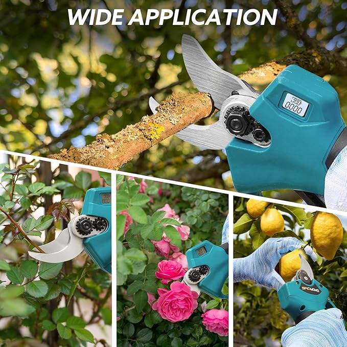 Electric Pruning Shears Cordless for Gardening - 1.2" Cutting Diameter Battery Powered Pruner with LCD Display & 2 Rechargeable Batteries, Brushless Power Pruner Heavy Duty for Tree Branch
