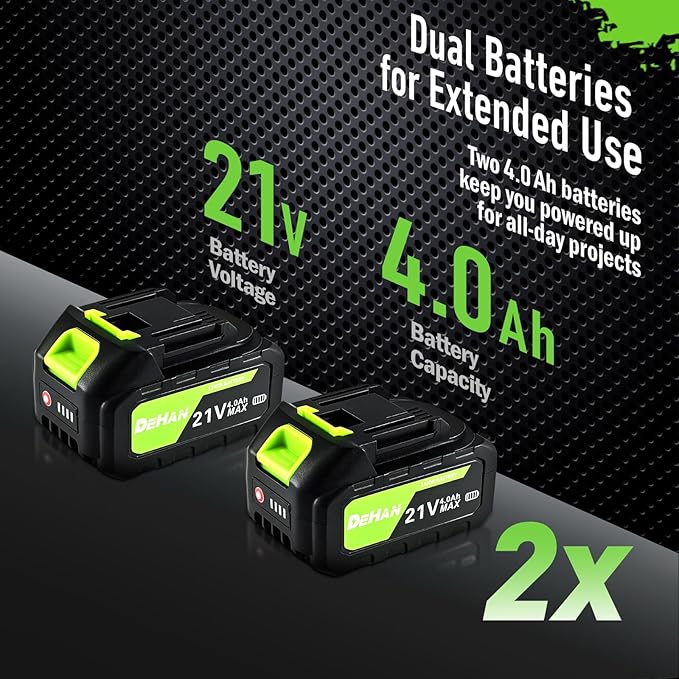 12-Inch Brushless Chainsaw, Cordless Chain saw,1000W Motor with 2 × 4.0Ah Batteries & 2 Guide Bars, 3 Chains, Lightweight Handheld Saw for Tree Trimming, Wood Cutting, Pruning