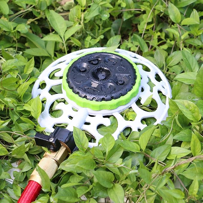 STYDDI Turret Pattern Sprinkler, 8-Pattern Stationary Water Sprinkler on Metal Decorative Base for Watering Small and Large Yards, Lawns, Garden or Odd Shaped Areas, Covers up to 1,225 sq. ft.
