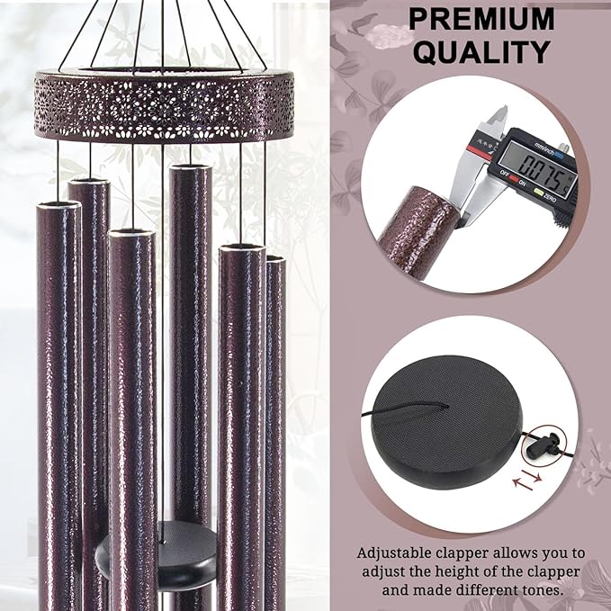 ASTARIN 48'' Wind Chimes for Outside Deep Tone - Large Windchimes with 6 Heavy Tubes, Memorial Wind Chimes Outdoor for Garden Hanging Décor,Sympathy Gifts,Bronze