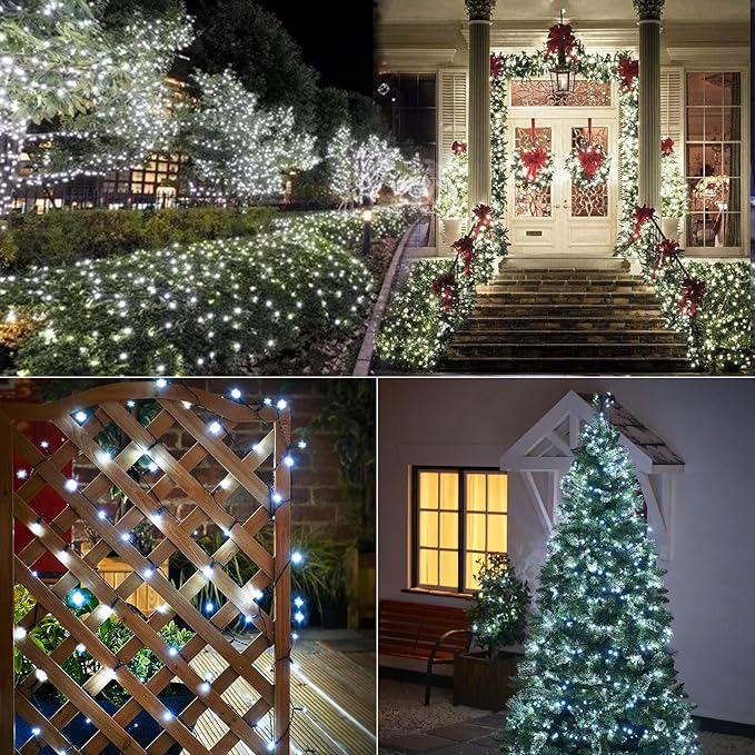 Brizled White Christmas Lights, 78.74ft 240 LED Mini String Lights Connectable, Plugin Christmas String Lights Outdoor, 8 Modes Christmas Tree Lights Waterproof for Indoor Outside Xmas Garden Decor