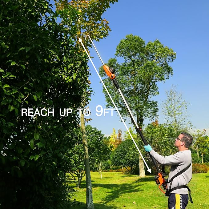 GARCARE Hedge Trimmers Cordless with Battery - Pole Hedge Trimmer with 20V 4.0Ah Li-Ion Battery & Quick Charger, 450mm Laser Cut Blade