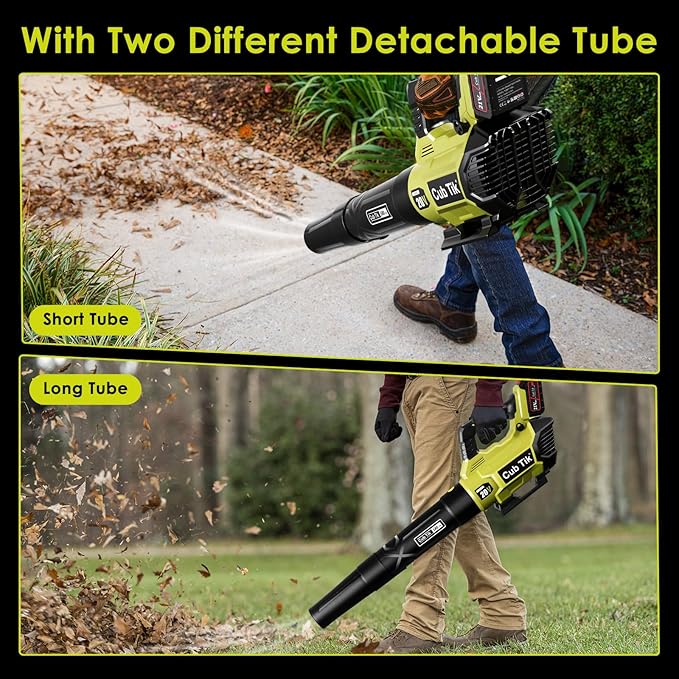 Leaf Blower Cordless with 2x4.0AH Batteries and Charger 650CFM 280MPH Electric Leaf Blower 2 Speed Mode Lightweight Battery Powered Leaf Blowers for Lawn Care Patio Garden Yard