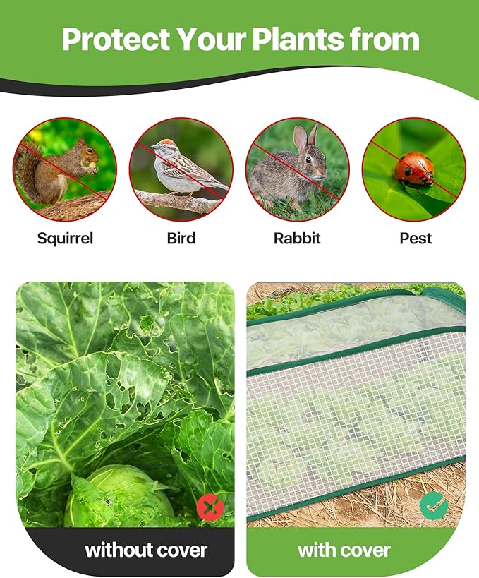 Garden Covers for Raised Beds, Plant Greenhouse Cover for Raised Garden Bed, Freeze Protection Humidity Domes for Gardening Germination and Seedling Propagation, Pest Protection, 2 Pack