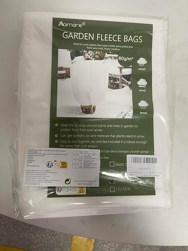 Abimars Thicker Plant Covers Freeze Protection Jacket 2.36 oz/yd², 3.3'x3.3' Reusable Winter Plant Covers with Drawstring & Zipper, 2 Pack Light, Porous Fabric for Plant Breathing