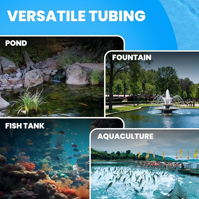 3/8 Inch Self Sinking Aeration Hose for Aquaculture Fountain Irrigation Aerator Hose Kit with 4 Menders and 4 Stainless Steel Clamps