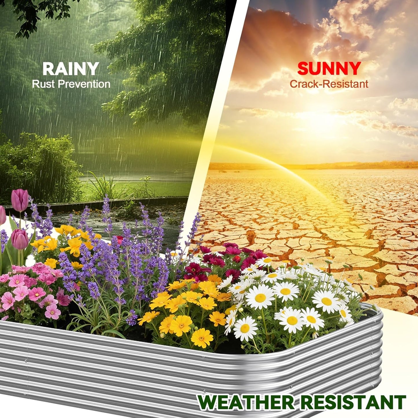 3 Pack 8x4FT Galvanized Raised Garden Bed Outdoor,Metal Raised Garden Beds Kit for Vegetables,Steel Raised Bed for Gardening,Above Ground Garden Box for Flower