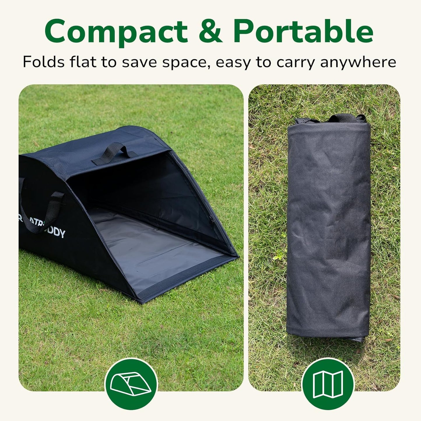 GreatBuddy Leaf Collector, Portable Lawn Bag, 26 Gallon Yard Waste Bag Oxford Fabric for Garden, Reusable Heavy Duty Dustpan Bag with Handles, Leaf Cleanup Tools for Debris, Grass and Trash