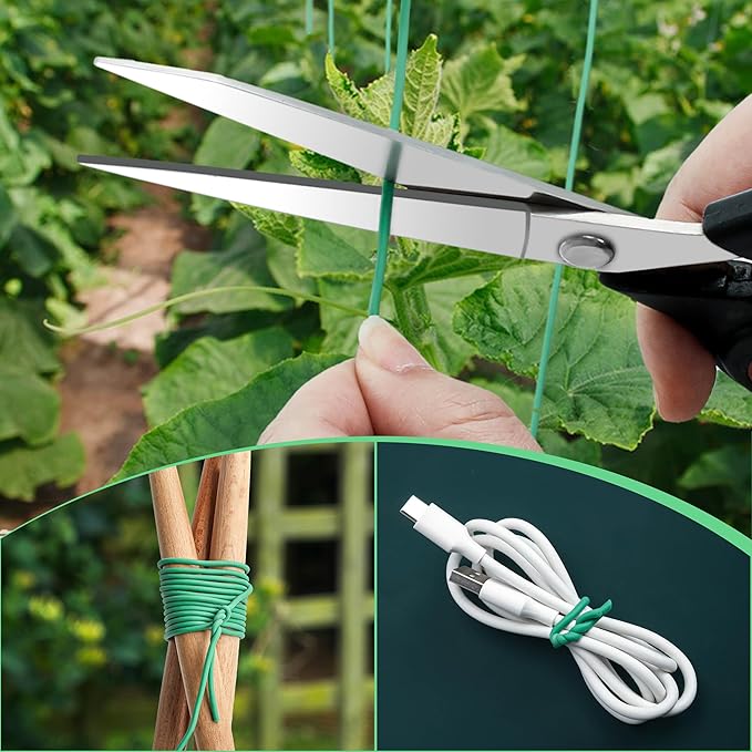 YMHB 120 Feet Green Soft Twist Tie Tomato Plant Tie, Garden Wire Green Twist Garden Ties for Supporting Plants and Home Organizing