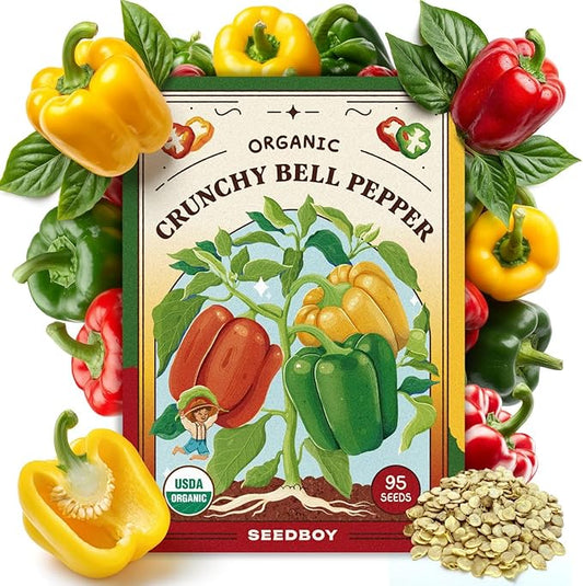 Seedboy Organic Bell Pepper Seeds for Planting Indoor and Outdoor, Non-GMO and USDA Certified Vegetable Seed Packet for Hydroponic Garden Indoor or Planting Outdoors (Bell Peppers)