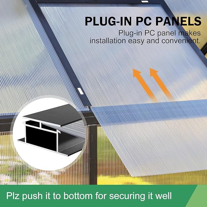 10x12 FT Greenhouse for Outdoor Large Heavy Duty Polycarbonate Greenhouses Aluminum Frame Walk-in Green House with 2 Windows Wider Door for Garden Plants Outside