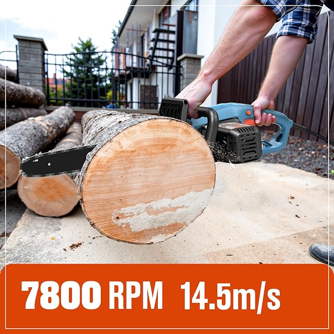 SENIX Electric Chainsaw, 18" Corded Chainsaw,15 Amp Chain Saw for Wood Cutting, Tree Trimming, Garden Tool for Pruning, Branch Cutting, Yard, Fathers Day Gift for Men,Gardener, CSE15-M