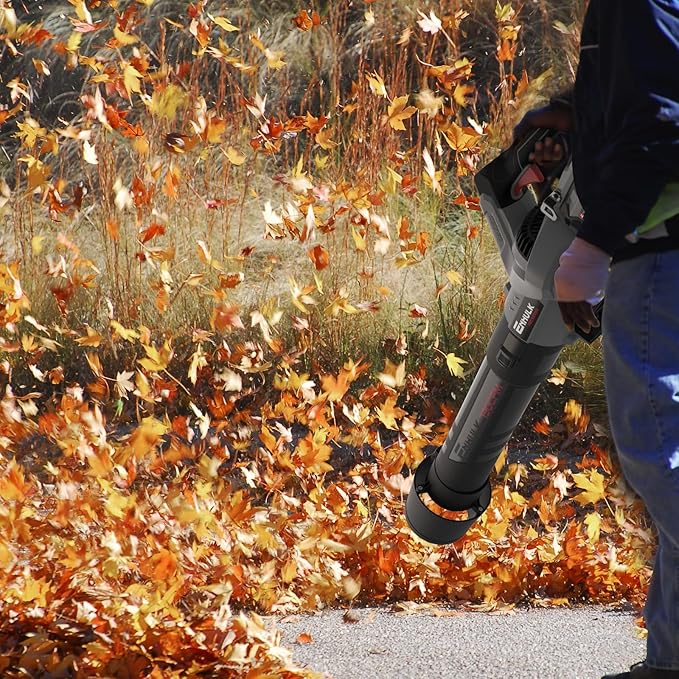 Enhulk 58V 730 CFM Leaf Blower, Brushless Motor, Cruise Control, Turbo Variable-Speeds, CoolBlast Tech, 2.5AH Battery and Charger Included