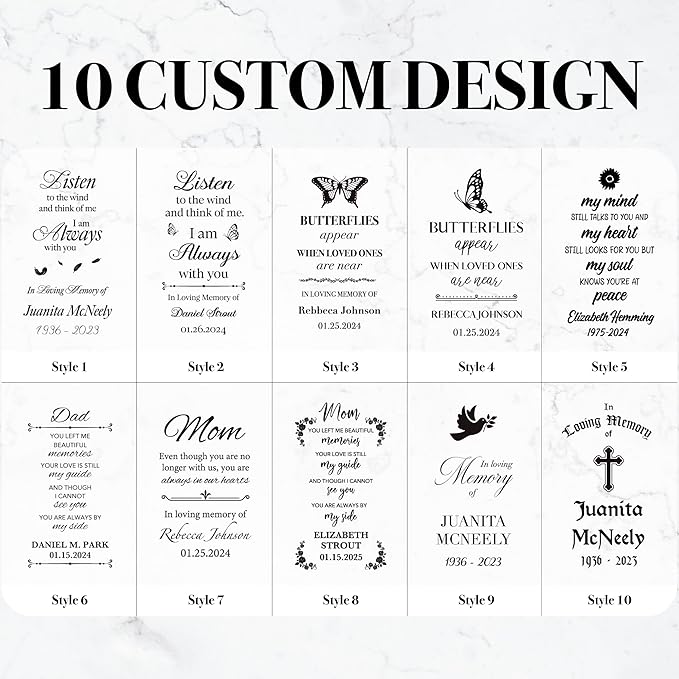 Memorial Wind Chime Personalized with Name & Date, in Loving Memory - Sympathy Gifts - Keepsake Loss of Beloved One - Listen to The Wind and Think of Me Wind Chime - Black