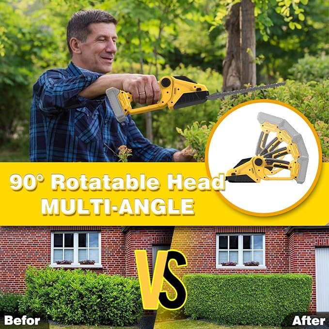 Cordless Hedge Trimmer for Dewalt 20V Battery(No Battery),2200RPM Cordless Mini Grass Shears,2 in 1 Handheld Electric Hedge Trimmer/Grass Cutter, Shrub Trimmer Bush Trimmer for Gardening,Lawn,Yard