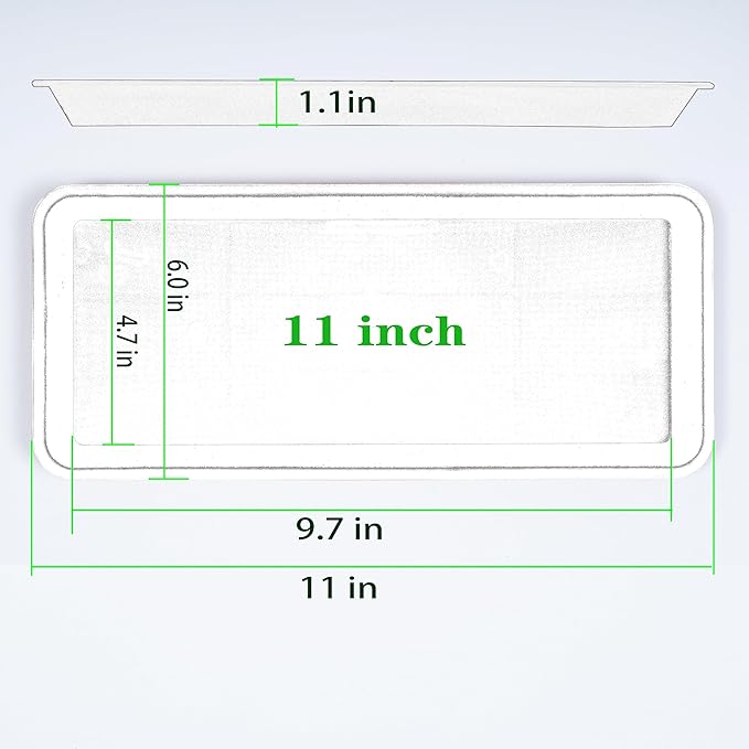 2 Pack Plastic Plant Trays, Rectangular, Indoors/Outdoors, Drip Tray for Flower Pots, Windowsill (6 x 11 Inch, Gray)