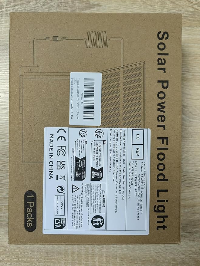 400LED Solar Lights Outdoor,IP67 Waterproof Solar Flood Lights,3 Modes & Remote Control Motion Sensor Outdoor Light for Garden, Garage, Patio, Pathway (Warm Yellow 1 Pack)