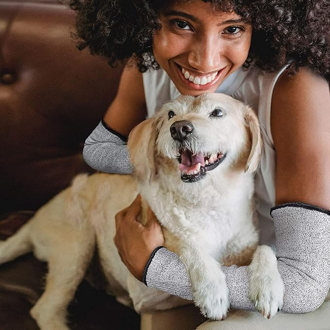 Evridwear Protective Arm Sleeves Cut Resistant Farmers Sleeves for Men Work, Gardening, Farming, Arm Protectors for Thin Skin and Bruising (Small, Grey No Thumb Hole) 2 Pairs