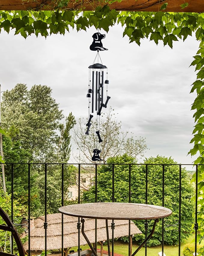 Dog Wind Chimes for Outside, Metal Windchimes Outdoors Clearance with 4 Aluminum Tubes, Garden Patio Yard Home Decor, Dog Gifts for Pet Lovers Women Men Mom Grandma, Unique Festival Birthday Gift